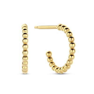 New Bling - 9NB-1395 - zilveren hoop oorbellen - 925 sterling silver - gold plated - 12mm