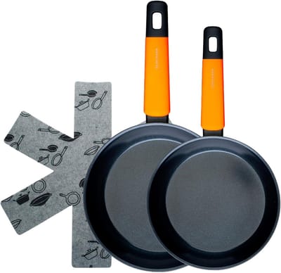 Set van 2 Koekenpannen met Keramische Antiaanbaklaag - 20 & 24 cm - Inclusief Panbeschermers