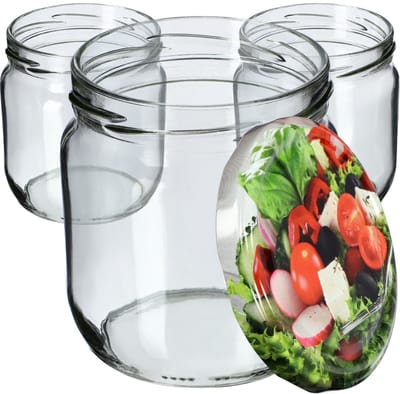 KADAX jampotten, 425 ml, inmaakpotten met schroefdeksel, potten met schroefsluiting, voorraadpotten voor jam, jam, honing (ves, 6 stuks)