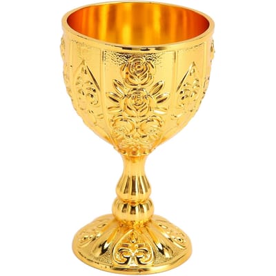 Metalen Embossed Wijnbeker Vintage Bloempatroon Exquise Details Metalen Wijnbeker voor Huisdecoratie L(for 6.5-9kg) goud