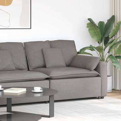 vidaXL - Modulaire - bank - Armleuning - eindmodule - met - kussens - 100 - cm - taupe