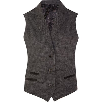 Womens Tweed jaren 1920 visgraat grijs vest