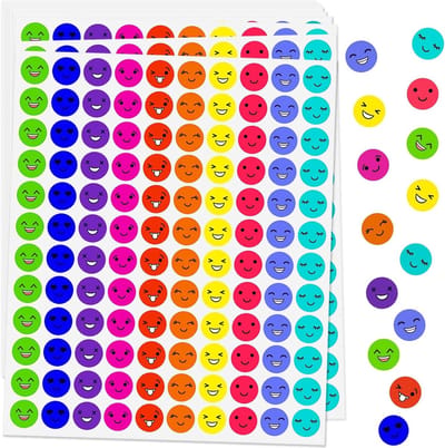 2400 Gelukkige Gezicht Stickers in 10 Kleuren voor Kinderen, Mini Beloningsstickers voor Leraren en Gedragskaarten in de Klas, Ideaal voor Schoolactiviteiten en Creatieve Projecten