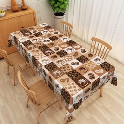 Vintage Bruin Wit Ruitvormig Koffiebonen Rechthoekig Tafelkleed voor Tafeldecoratie Herbruikbaar Keuken Eettafelkleed Feestdecoratie 90x140cm
