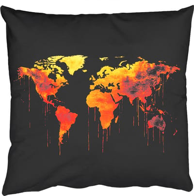 Sierkussens - Kussentjes Woonkamer - 50x50 cm - Wereldkaart - Goud - Druipen - Zwart