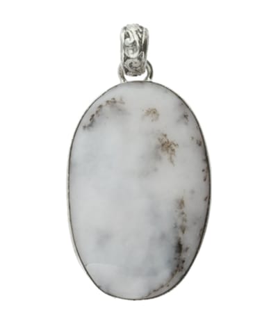 Zilveren Dendriet Opaal edelsteen ovaal groot hanger