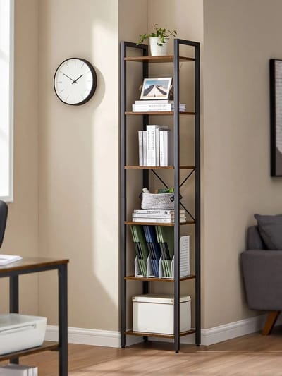 Cherrys Finds - Schoenenrek - Schoenenrek 10 Compartimenten - Vitrinekast - Buffetkast - Opbergruimte voor Schoenen en Accessoires - Veilig & Stabiel - Stalen Frame - Vinta-Bruin & Zwart