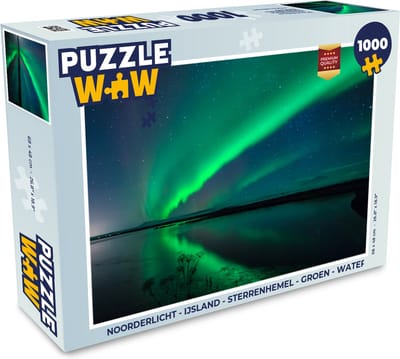 Puzzel Noorderlicht - IJsland - Sterrenhemel - Groen - Water - Legpuzzel - Puzzel 1000 stukjes volwassenen