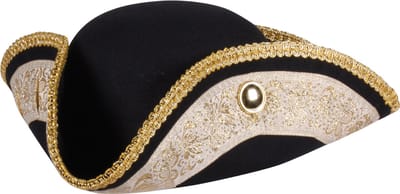Driepunt Hoed Guard - Driesteek - Zwart Met Goud Galonband - Piraten Hoed - Luxe - Maat 59