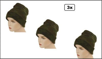 3x Beanie muts camouflage - Skater Thema feest party verjaardag festival carnaval