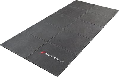 Sportstech opvouwbare vloerbeschermingsmat voor loopband – waterafstotende, geluidsarme fitnessmat 160×74 cm – 6 mm dikke BS300 sportmat voor loopband, hometrainer en thuisgym​