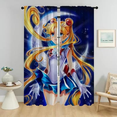 Sailor Moons Halloween Decoratie Anti-muggengordijnen voor Camera Home Interieur Gordijnen 2 Stuks Woonkamer Gordijn Shades W50xH70cmx2pcs-CL