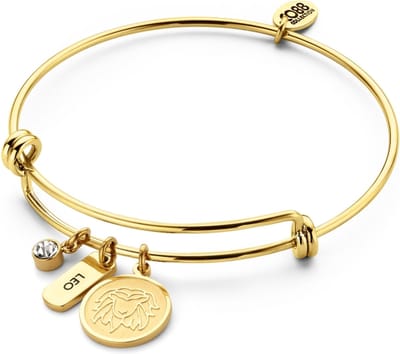 CO88 Collection Zodiac 8CB-90286 Stalen Armband met Hangers - Sterrenbeeld Leeuw - One-size - Goudkleurig