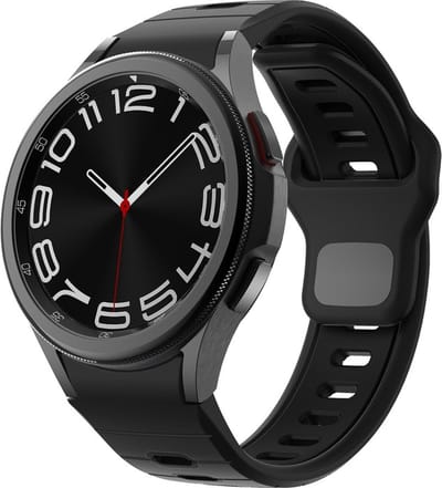 Siliconen bandje - geschikt voor Samsung Galaxy Watch 7 / Watch 6 / Watch 6 Classic / Watch 5 / Watch 5 Pro / Watch 4 / Watch 4 Classic / Watch FE - zwart