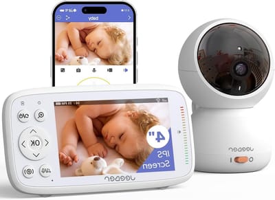 Babyfoon met Camera - Baby Monitor Videobabyfoon - Baby Bewaken - 360 Graden Zicht - 4 inch IPS Scherm - Wit
