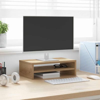 vidaXL - Monitorstandaard - 42x24x13 - cm - bewerkt - hout - artisanaal - eikenkleur