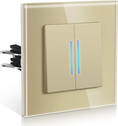 Lichtschakelaar Dubbel - Wandschakelaar Inbouw - Verlichting Bediening - Snelclip Technologie - 86 mm - Goud