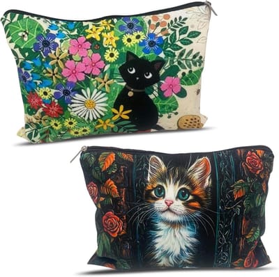 Schattige make-up tas voor kattenliefhebbers - Ruimte voor make-upkwasten, toilettas en make-upset voor vrouwen en meisjes