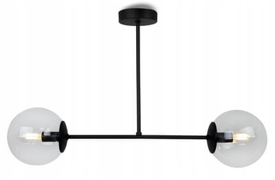 Elegante Zwarte Hanglamp met Glazen Bollen - Stijlvolle Plafondlamp