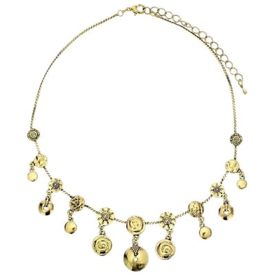 Behave - korte damesketting - munt hangers - boho stijl - goudkleur