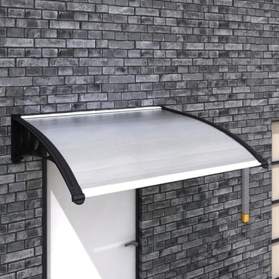 Deur Luifel - Buiten Overkapping - Bescherming tegen Regen - Polycarbonaat & Aluminium - 120 x 100 cm - Zwart Transparant