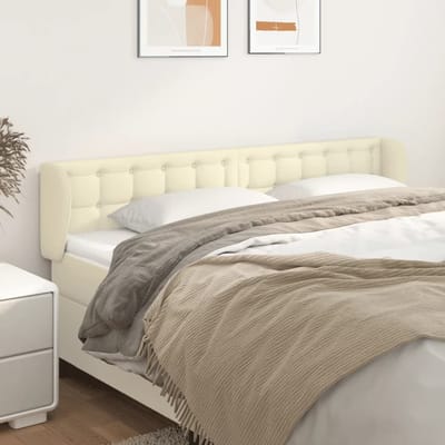 vidaXL - Hoofdbord - met - randen - 183x23x78/88 - cm - kunstleer - crèmekleurig