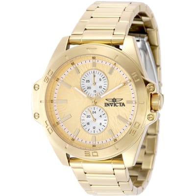 INVICTA Speedway 50355 Herenhorloge - Quartz Uurwerk - Roestvrij Staal met Gouden Wijzerplaat - 44 mm
