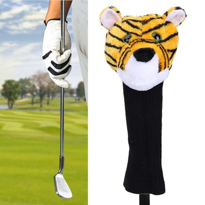 Pluche Stoffen Cartoon Tijger Patroon Golf Putters Hoofdbedekkingen Hoofdbedekkingen voor 460CC Houten Club black