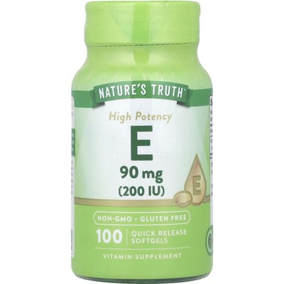 Nature's Truth, Vitamine E, Hoge Potentie, 90 mg (200 IE), 100 Snel Vrijkomende Softgels