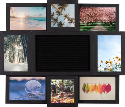 Letterbord - Henzo - Collagelijst voor 8 foto's plus tekst - Zwart