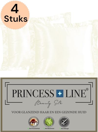 Princess Line Satijnen Beauty Silk Kussensloop - Zijden Zacht Beddengoed- Goed Voor De Haar En Huid-Ecru -Set à 4 stuks -60 x 70 CM