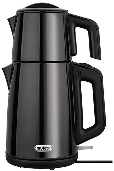 Mulex | MX052 Tea express | elektrische Turkse theepot | Zwart Rvs | - 2.0L + 1.2L | Led-indicator | 360° basis | 1650 W