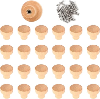 JGS ® Set van 25 Houten Meubelknoppen voor Kasten, Deuren en Laden, Ronde Handgreep Ontwerp
