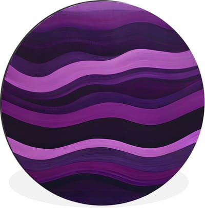 WallCircle - Wandcirkel - Muurcirkel - Lijnen - Golven - Paars - Abstract - Aluminium - Dibond - 30x30 cm - Binnen en Buiten