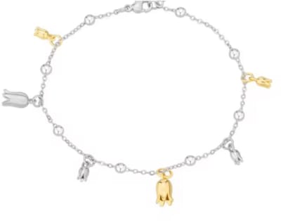 Zilver enkelbandje tulp zilver- en goudkleurig - Charme Bijoux