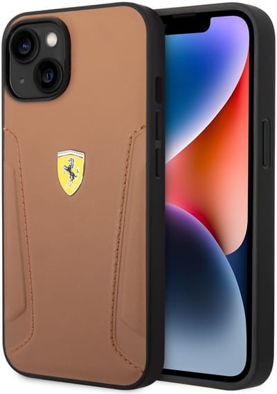 Ferrari Back Cover - iPhone 14 Plus & 15 Plus - Gold / Yellow - Schokabsorberende Randen