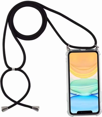 Hoesje met koord Geschikt voor iPhone 15 Hoesje - transparant siliconen shockproof backcover case