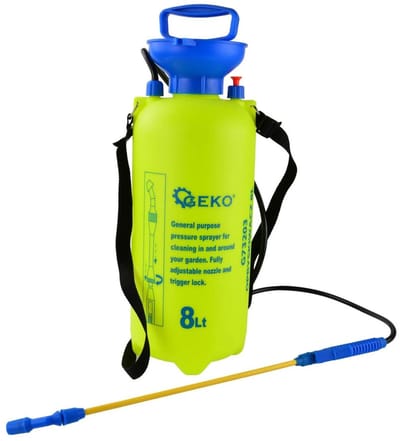 GEKO Drukspuit - 8 liter - Verstelbare armriem - Veiligheidsventiel - Versterkte zuiger