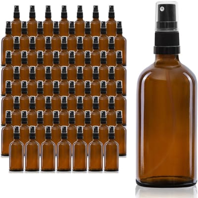 Oputec 68 x 100 ml sprayflessen – bruin glas met fijne verstuiver – lekvrij & handzaam