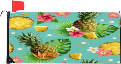 Ananas Bloemen Brievenbus Cover Magnetische Brievenbus Wraps Waterdichte Post Brief Box Cover Tuin Yard Home Decor voor Outdoor Grote Maat 25.5" L x 20.7" B