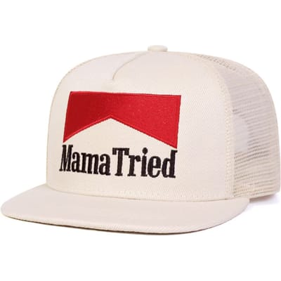 Unisex Mama Tried Brief Borduurwerk Hip-Hop Net Hoeden Lente Zomer Buiten Verstelbaar Casual Baseballpetten Zonbescherming Hoed white