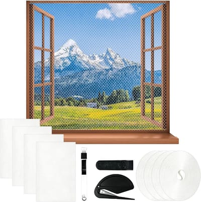 SnelShoppen - Set van 4 Insectenhor voor Ramen 130 x 150 cm, Muggennet zonder Boren, Op Maat te Snijden, Ademend Vliegengaas met Zelfklevend Klittenba