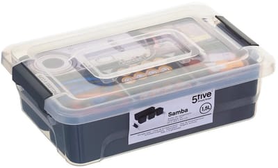 5Five Opslag sorteerbox - 4 vakjes indeling - 22 x 15 x 7 cm - kunststof - opbergdoos - 1500 ml
