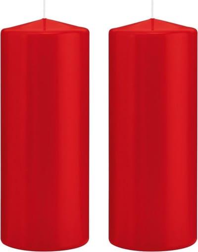 Trend Candles Cilinderkaars/stompkaars - 2x - rood - 8 x 20 cm - 119 branduren - horeca kaarsen