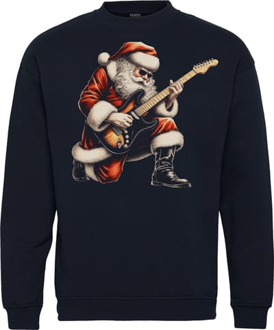 Kersttrui Santa Claus Guitar | Foute Kersttrui Dames Heren | Kerstcadeau | Kerstpakket | Navy | maat XS