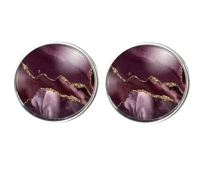 Clip oorbellen Burberie Bordeaux 2 cm zilverrand