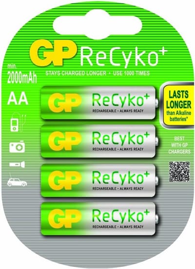 Oplaadbare Batterijen - AA Mignon - Hoog Energieverbruik - Zelfontladingsarm - 2000 mAh - Groen Zilver
