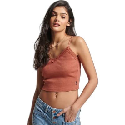 Geribbelde tanktop met kanten randje Superdry