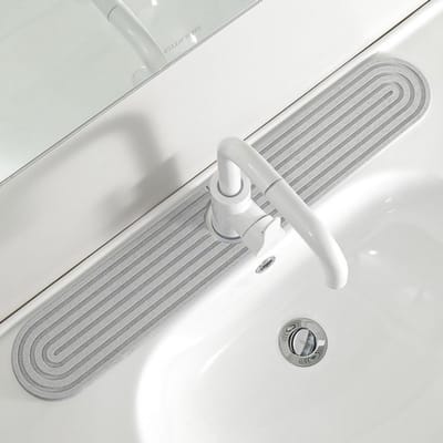 Kraanmat - Aanrechtmat - Absorberende stenen mat - Sneldrogend - Woondecoratie - Geschikt voor de meeste kranen - Geschikt voor badkamers-keukens en wastafels - grijs - 60*10*1 cm-Kraan niet inbegrepen