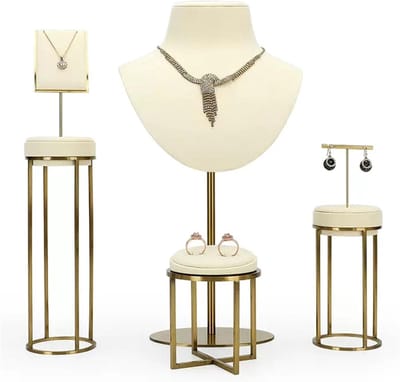 Sieraden Display - Hanger Stand - Sieraden Organiseren - Microvezel Bescherming - Set van 4 - Off-white